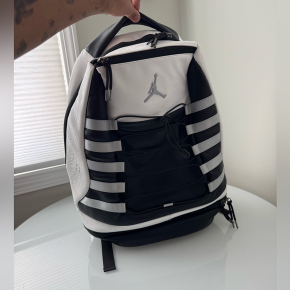 Jordan BackpackBlack WhiteLaptop, Shoe Pocket, Checkerboard Interior